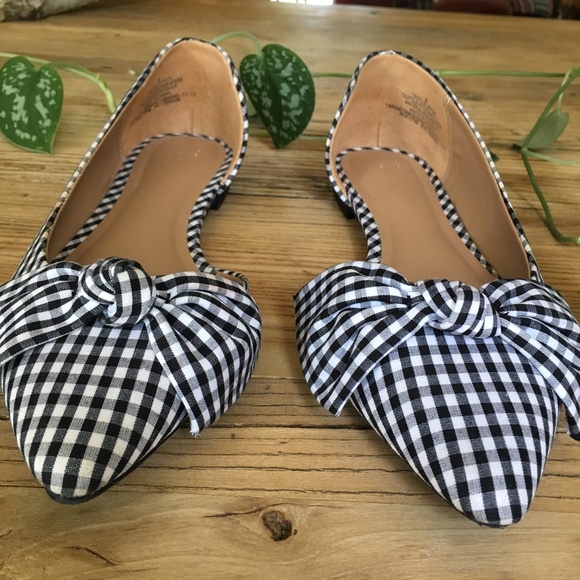 Cute monochrome gingham pointy flats - Picture 2 of 6